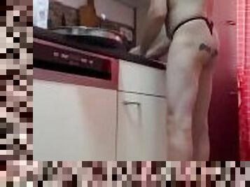 Femboy slut in heels fucked hard in the Kitchen by Mistress. Full video on my Onlyfans (link in bio)