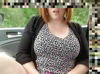 Sexy Redhead Can’t Wait, Pulls Over to Cum before Date!