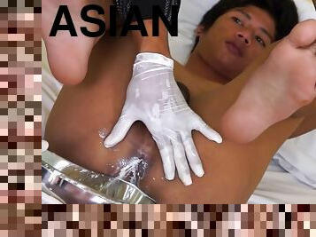 Asian skinny twink amateur blowjob threesome with doctors