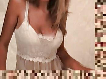 Secretly filmed Natural blonde Lenka with firm full boobs masturbates with dildo