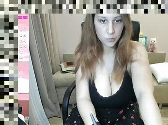 Busty Alexa licks her huge areolas and nipples on camera