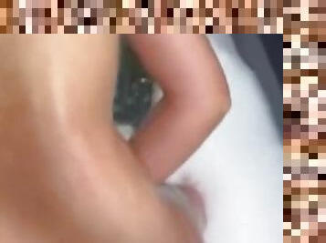 Petite lol Asian get pounded hard core from the back during bath time