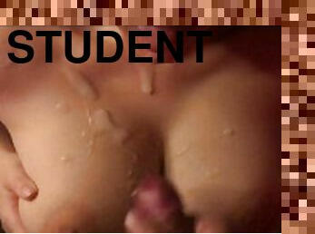 cum on the tits of a young student
