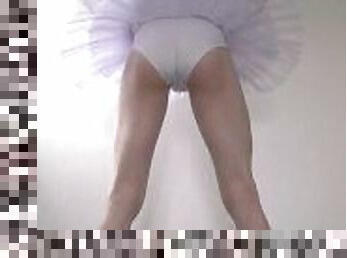 sissy ballerina showing off flexibility