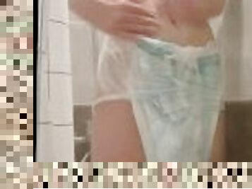 ABDL Diaper Boy Soaked Diaper In The Shower