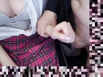 asiático, masturbación, colegiala-schoolgirl, japonés, paja, primera-vez, hentai, uniforme