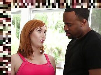Redhead mom is set to try a bit of home alone interracial porn