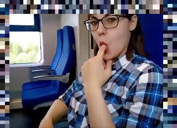 Public blowjob in the train