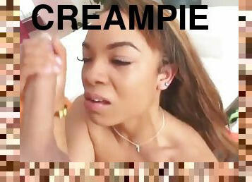 Creampie watch this ebony teen suck an older guy