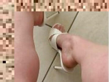 Sexy legs and high-heels sandals tease you until you cum