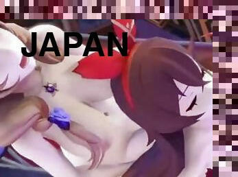 azijiečiai, užpakalis, dideli-papai, analinis, lesbietės, japonai, anime, hentai, 3d