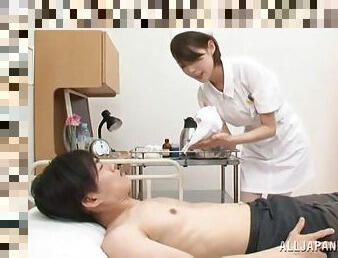 Japan nurse pleases ill patient with extra naughty handjob
