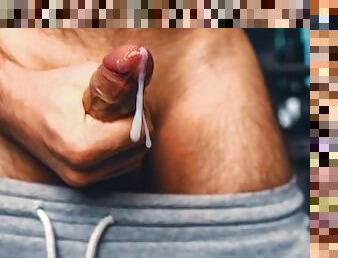 guy jerking off a veiny dick close-up on camera. Male solo 4K VIDEO