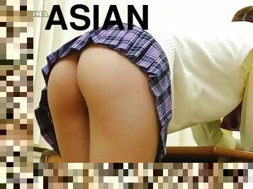 Asian teen nice ass and light-blue panties make me cum