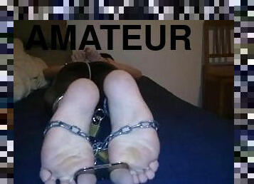 amatør, bdsm, føtter, fetisj, alene, bondage, lenket