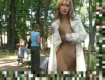 Blonde teen in public nudity video