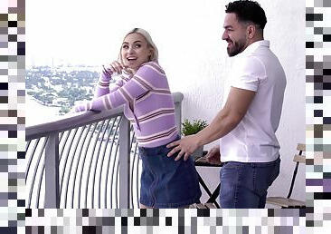 Bearded man wants this blonde girl to devour his massive dick