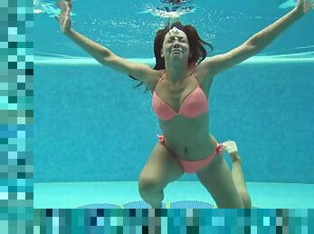 Sazan Cheharda on and naked swimming underwater