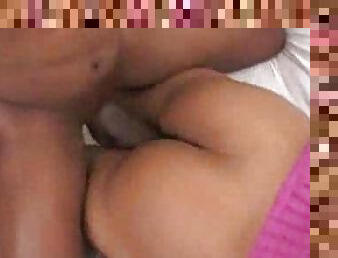 Black guy unloads on her ass