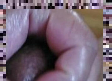 Stroking Oily Cock big balls