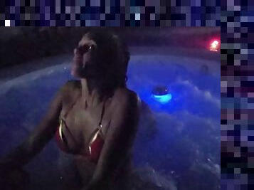 Hot and heavy jacuzzi night scene