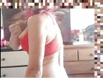 gros-nichons, masturbation, russe, milf, secousses, culotte, lingerie, gros-seins, seins, attrapée