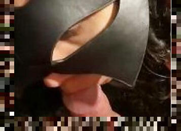 Masked teen loves to suck cock