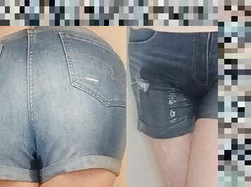 Big Booty Wetting & Frontal Rewetting Denim Shorts! ( omorashi / wetting / ???? )