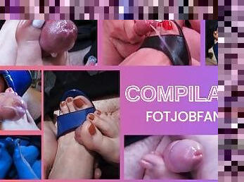 cumshot, compilation, føtter, kjæreste-girlfriend, cum, perfekt, footjob