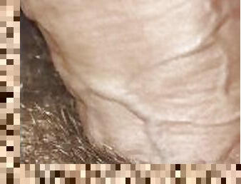 Ultra close up, BWC with pumped veins and precum