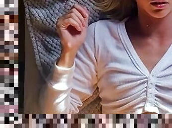 Cute blonde with orgasms from pierced tits