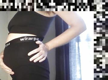 fet, bröstvårtor, gravid, bbw, knubbig, dansar, fetisch, underkläder-underwear