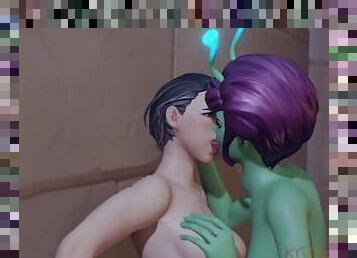 Jill's First Ovi-Kiss (3D Alien Lesbian Oviposition)