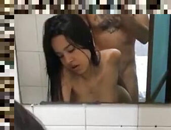 Colombian babe fucked in a public restroom