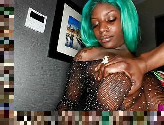 Black girl with the Green Hair crazy sex