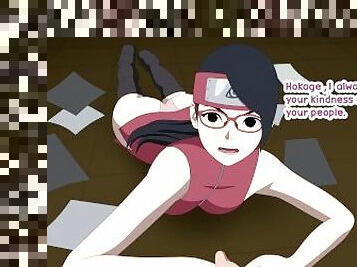 Naruto hokage and adult Sarada sex Boruto hentai cartoon teen kunoichi trainer creampied doggystyle