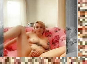 Completely Naked Couch Legs Spread Dirty Dyke Missing Her Wife