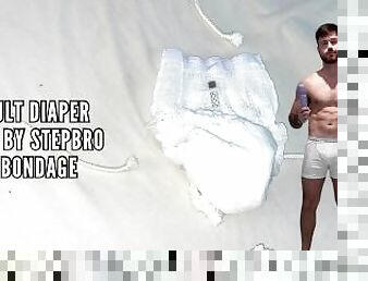 GAY ADULT DIAPER CAUGHT BY STEPBRO IN SELF BONDAGE