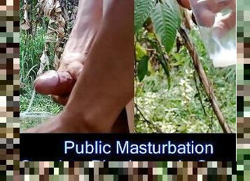 INDONESIAN DICK - Hot Cum Into A Plastic Cup In Summer (Public Jerking)