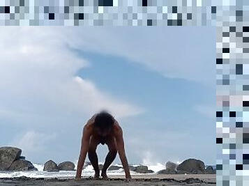 Tibetan Rites nude in public beach daily exercise