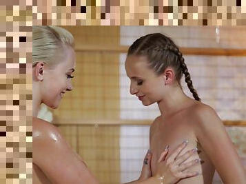 Cute lesbos massage incredible porn video