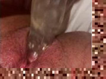 Tight cunt eating up 6.5" dildo )