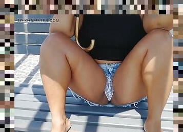 hårete, utendørs, kone, amatør, latina, bbw, brasil, truser, fetisj, cameltoe