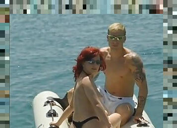 Redhead on a boat