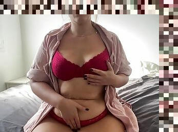 Vends-ta-culotte - JOI with a sexy and curvy amateur in red lingerie