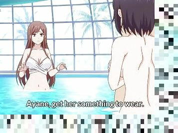 tettone, amatoriali, eruzioni-di-sperma, spruzzi-di-sperma, anime, manga, piscina, sorelle, reggiseni, peni