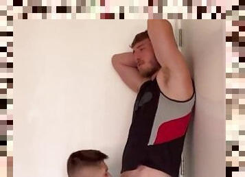 Young Sexy Twink Gives the Hottest Blowjob to College Jock After Gym