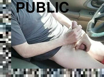 jerking off and cum in car