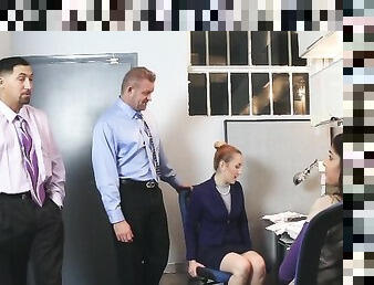 Hot Stepdaughters Swap StepDads In Office